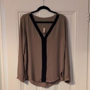Elegant Tan and Navy Women's Blouse